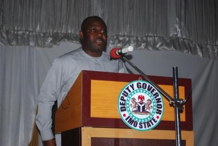 Imo State Deputy Governor, Engr. Gerald Irona delivering his address at the event