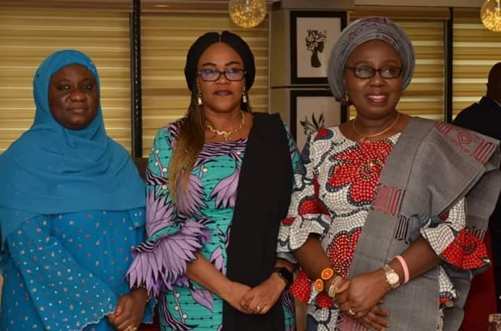 R - L: Ondo state first lady, Her Excellency, Chief Mrs. Betty Anyanwu-Akeredolu, founder, Breast Cancer Association of Nigeria, (BRECAN), first ladies of Enugu, Niger state, Mrs Monica Ugwuanyi, founder, Ugo's Touch of Life Foundation (U-TOLF) and Her Excellencies, Dr Amina Abubakar Bello, founder Raise Foundation, at a meeting with Roche Nigeria as part of their efforts to win the war against cancer in Nigeria, organised by Wives of Governors Against Cancer (WOGAC) in Abuja, onMonday, 15th July, 2019.