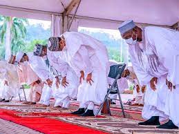 Buhari, Lawan, Gbajabiamila, others observe Eid prayer at Aso Villa