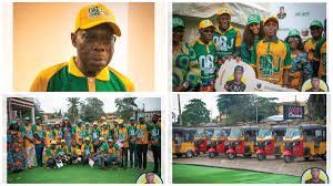 Obasanjo rides tricycle, tasks youths on self employment