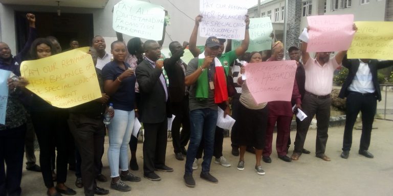 Health workers protest unpaid allowances, want FG to act quick