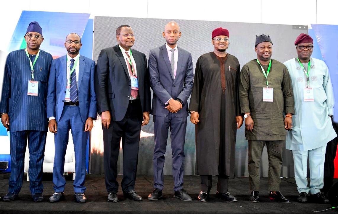 L-R: Mr. Adeleke Adewolu, Executive Commissioner, Stakeholder Management, Nigerian Communications Commission (NCC); Mr. Kashifu Abdullahi, Director General, National Information Technology Development Agency; Prof. Umar Garba Danbatta, Executive Vice Chairman/Chief Executive Officer, NCC; Mr. Olatunbosun Alake, Special Assistant, Innovation and Technology to Lagos State Governor; Prof. Isa Ali Ibrahim Pantami, Hon. Minister of Communications and Digital Economy; Hon. (Prince) Akeem Adeyemi, Chairman, House Committee on Telecommunications; Prof, Adeolu Akande, Chairman, NCC Board of Commissioners, during the maiden Nigerian Telecommunications Indigenous Content Expo (NTICE) 2022 in Lagos at Lagos recently.