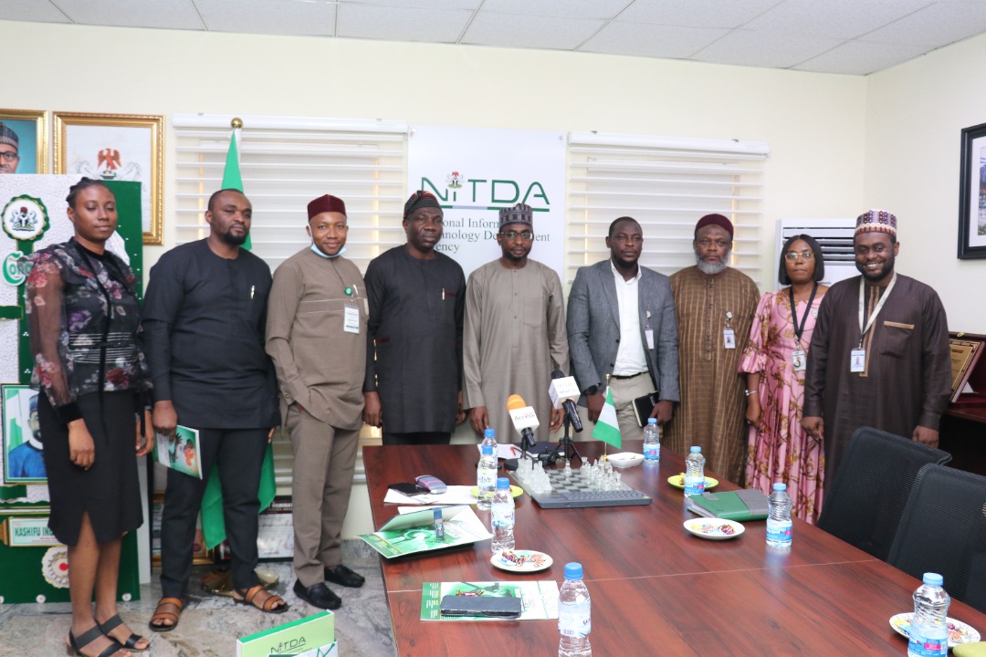 The Nigeria Digital ID4D delegation posing for a group photograph with the NITDA DG and some members of his management team during the visit