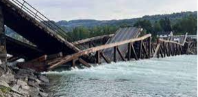 wooden bridge collapses in Norway