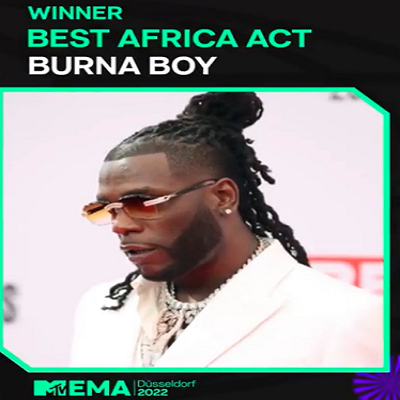 Burna Boy emerges Best African Act at ‘MTV EMAs’ 2022